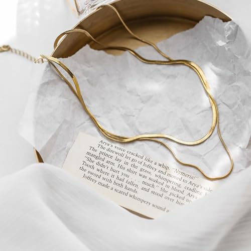 Gold Necklaces for Women Gifts - 14K Gold Plated Necklace for Women Necklaces for Her Tiny Fashion Jewelry for Teens，for Women Friends Jewelry Gifts，Necklace Gold Jewelry Birthday Gifts - style: Double layered snake bone necklace