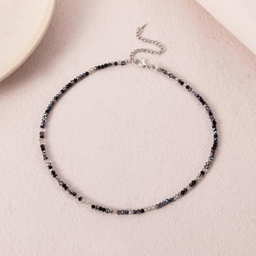 PINK TOWN Colorful Beaded Necklace Bohemian Rice Beads Choker Handmade Summer Beach Necklace for Women - color: Black