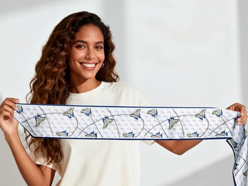 Sumolux Head Hair Scarf for Women Neck Purse Bag Handbags Scarf Like Silk - color: Blue Butterfly