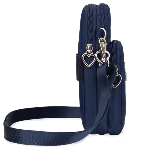 JANKS Small Crossbody Bag for Women - Mini Phone Purses with Crossbody Strap and Wallet - Nylon Arm Bag - color: A-darkblue