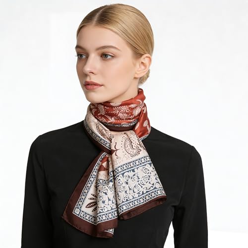 Silk Scarf Mulberry Silk Fashion Scarves Long Lightweight Shawl Wrap … - color: W17
