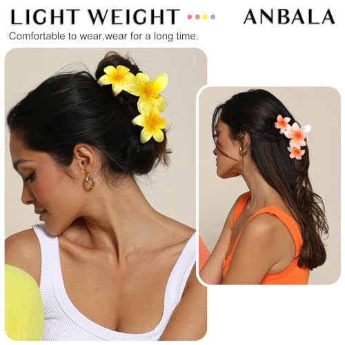 Colorful Hawaiian Flower Hair Clips for Women - Large Non-Slip Claw Clips with Strong Hold, Beach Hair Accessories for Thick Hair - color: Colorful-A