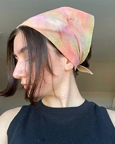 White Bandanas Women Men Large Cotton Tie Dye Party Supplies Plain Head Wrap Handkerchiefs Multifunctional
