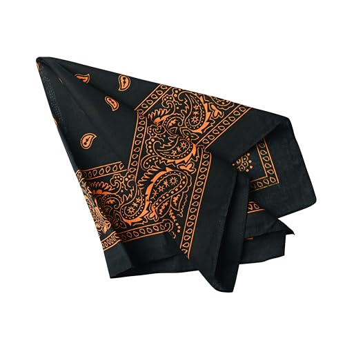 Motique Accessories Two Tone Paisley Bandana - Set of 3 - color: Black Orange