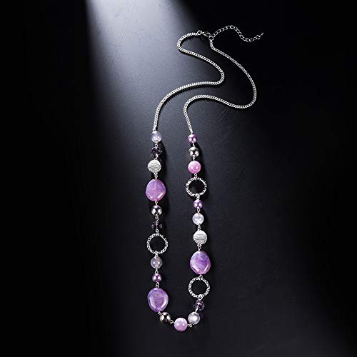 PEARL&CLUB Long Beaded Necklaces For Women - Sweater Chain Fashion Jewelry Necklace Gifts For Women - color: 23-Purple