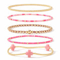 Gold Beaded Cross Bracelet for Women, 14K Plated Adjustable Stackable Dainty Bracelets, Non Tarnish Fashion Jewelry Set Gifts for Women Birthday Friendship - color: Colors-9