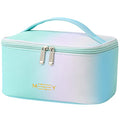 Meiyuuo Makeup Bag Large Cosmetic Bags for Women Girls Cute Travel Zipper Pouch Toiletry Organizer for Beauty Essentials Waterproof (Gradient Rainbow Green) - color: RAINBOW GREEN