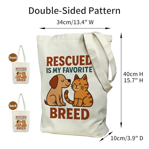 itgowisa Canvas Tote Bag for Women, Tote Bag with Zipper Inner Pocket, Zippered Canvas Bag for Shopping Work Grocery Everyday - style: Adoptdontshop