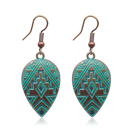 KaFu Boho Earrings For Women Vintage Unique Gypsy Ethnic Dangle Drop Earrings Handmade Bohemian Carved Texture Round Statement Earrings Jewelry Gifts - color: Boho-2