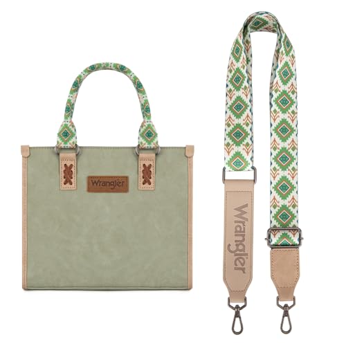 Montana West Wrangler Tote Bag for Women Aztec Western Retro Purse Top Handle Handbags - color: B-aztec-green