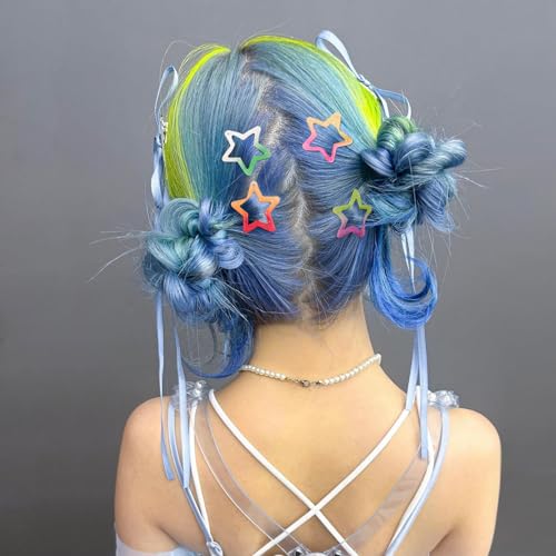 Star Hair Clips Snap Hair Barrettes Non Slip Star Hair Accessories Gradient Colors Metal Hair Clips for Girls Women - 22 PCS - color: 22 P - Gradient Colors