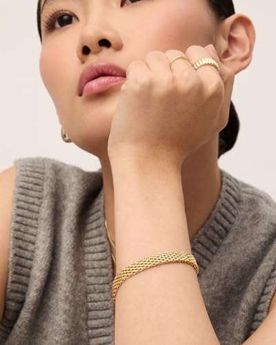 PAVOI 14K Gold Plated Chunky Chain Adjustable Bracelet for Women | Stainless Steel Lightweight Trendy Chain Bracelet - color: Yellow Gold, size: 7 Inches