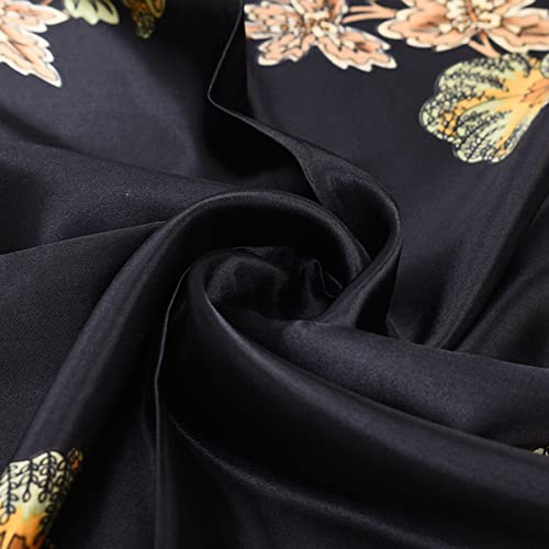 35 x 35 Women's Fashion Pattern Large Square Silk Like Hair Scarf Head Sleeping Wrap Satin Neck Bandana for Gift… - color: Large Cashews - Black