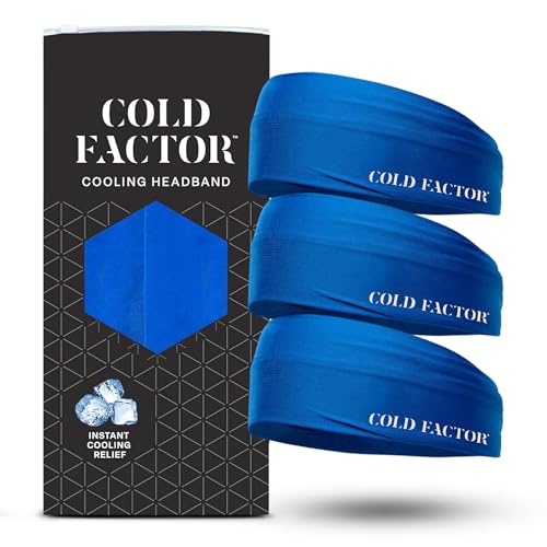 COLD FACTOR Cooling Headband for Women and Men – UPF 50+ Advanced Evaporative Comfort, Instant Cooling Sweatband for Outdoor Sports, Fitness, Yoga, Hiking, Running, and Workout - color: Blue