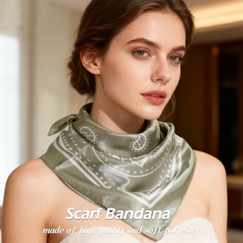 Ciormis 35" Silk Head Scarf for Women, 4 Pcs Satin Hair Scarf Square Silk Bandana Top Neck Scarves Hair Wraps for Sleeping - color: D1-cashew-set16