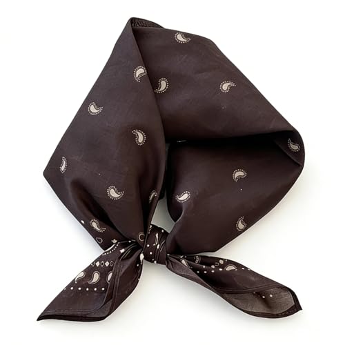 21 x 21 Inch Cotton Bandana for Women and Men,Soft Breathable Head Scarf, Multi-purpose Headband, Hair Scarf - color: Comma Waistband Coffee-un13