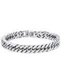 ChainsHouse Stainless Steel Cuban Link Bracelet, 8mm/12mm/17mm Width, 7.5"/8.3"/9", 18K Gold Plated Chain Wrist Bracelets for Men Women, Send Gift Box - color: B: Steel-8mm width
