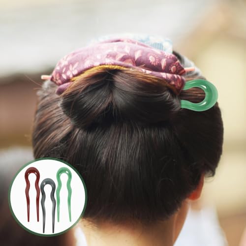minkissy French Hair Pins 3 Pack U Shaped Hair Forks for Buns Durable Pc Material Decorative Accessories for Women Daily Wear and Special Occasions 5.11In