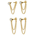 AoedeJ 2 Pairs Stud Earrings for Cartilage - Threadless Flat Back Earrings for Women - color: Gold-Chain1