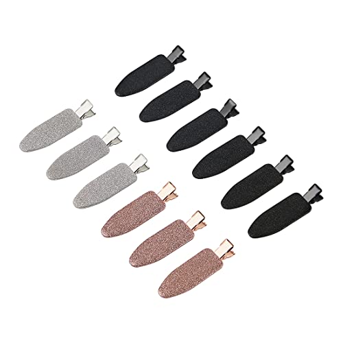 12 pieces No Bend Hair Clips, Curl Pin Clips, No Crease Hair Clips for Makeup Application，2022 style, non-slip.Hair won't get caught between plastic attached to metal. (Shiny)… - color: Shiny