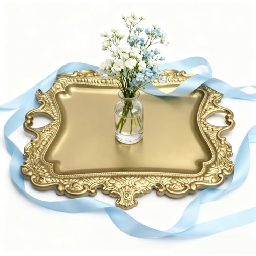 khtumeware 1 Pack Vintage Gold Jewelry Dish Brushed Gold Jewelry Trays ideal for holding jewelry rings and small trinkets. - color: Brushed Gold