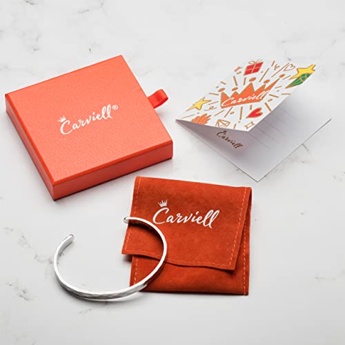 Carviell Bracelet - Gifts for Women – Inspirational, Friendship, Love, Mom, Daughter, Sister, Christian, Graduation, Memorial & Wedding Gifts – 100+ Phrases – Stainless Steel, Gift-Ready - style: MOM'S DAUGHTER's Gift - Happiness is mother and daughter ti