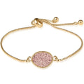 Humble Chic NY Simulated Druzy Chain Bracelet for Women - Boho Stackable Adjustable Bolo Slider Bracelet - color: Gold - Rose Gold Stone