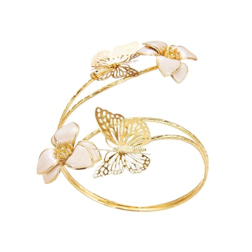 Fuqimanman2020 Colorful Butterfly Flower Arm Cuff Bracelet Adjustable Summer Beach Armband for Women - color: C