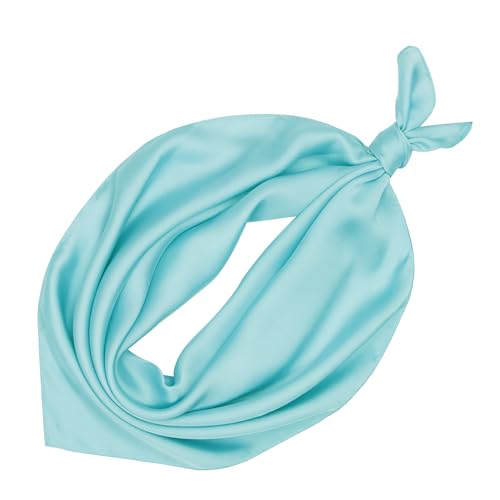 vimate Head Scarf for Women Hair 27'' Square Satin Silk Feeling Bnadana Neck Scarf Handbag Accessories Etc - color: C106#. Light Blue