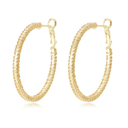 14K Gold Hoop Earrings for Women Gold Earrings for Women 14K gold Hoops Earring Jewelry Gifts - style: Textured Circle