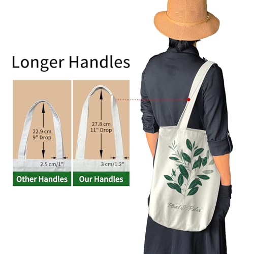 itgowisa Canvas Tote Bag for Women, Tote Bag with Zipper Inner Pocket, Zippered Canvas Bag for Shopping Work Grocery Everyday - style: Scandinavian Style