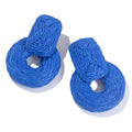 Statement Raffia Earrings Cute Boho Earrings Rattan Dangle Earrings Handmade Straw Wrap Earrings Summer Drop Dangling Earrings for Women Teen Girls - color: Royal Blue