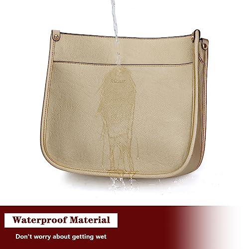 HKCLUF Crossbody Bag Purse for Women 2PCS/Set Leather Hobo Handbag Wallet Set With 2Adjustable Guitar Strap Shoulder Bag | Purse - color: A24-light Gold