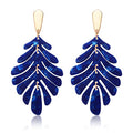 ARATLENCH Acrylic Pendant necklace Earrings – Long Statement Leaf Charm Necklace Tortoise Resin Palm Leaf Earrings Fashion Necklaces Earrings for Women - color: deep blue earrings