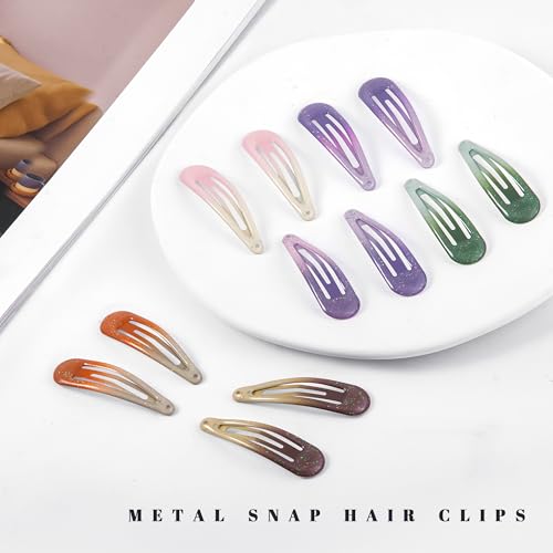 20 PCS Metal Snap Hair Clips Water Drop No Slip Barrettes for Women Bright Small Hair Clips For Thick And Thin Fine Hair,Multicolor,1.97 x 0.5 In. - color: Multicolor