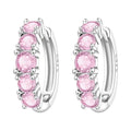 Earrings for Women 925 Sterling Silver Hoop Earring Colorful Cute Fashion Hoop Earrings Graduation Birthday Jewelry Gifts for Women - color: Rhinestone Earrings - Pink
