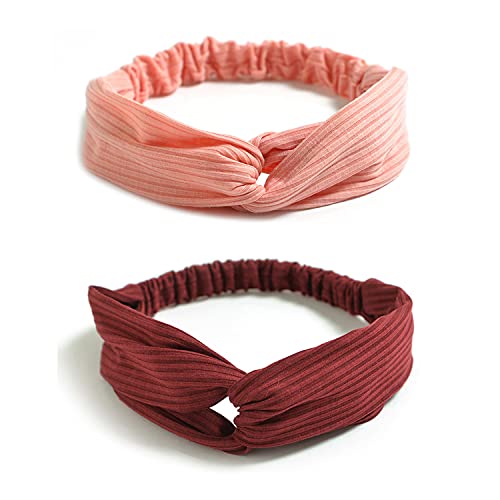 DRESHOW 10 Pack Boho Headbands for Women Girls Criss Cross Elastic Hair Band Twisted Head Wrap Floral Hair Accessories - color: 10 Pack C
