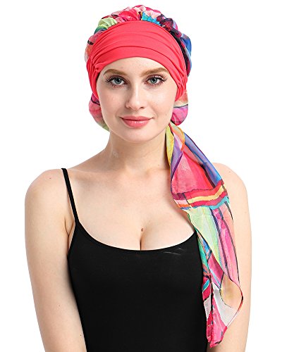 Chemo Headwear Turbans for Women Long Hair Head Scarf Headwraps Cancer Hats - color: Geometrical Drawing