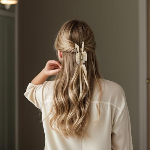 VOCOSTE Hair Caw Clips, Acetic Acid Hair Clips, Tortoise Hair Clips, Large Hair Claw Clips, Hair Barrettes for Women, Beige - color: Beige