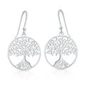 LeCalla Sterling Silver Dangle Earrings for Women | 925 Sterling Silver Long Interlocked Handmade Textured Drop Earring for Women - color: Tree of Life