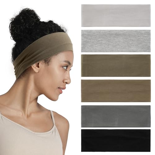 QIUTIMIY Headbands for Women Non Slip - 6 Pack Soft Stretchy Cotton Hair Bands for Women’s Hair – Fashion Sports Headbands for Yoga, Workout, Running, Gym, Daily Wear（Style 20） - color: Style 20