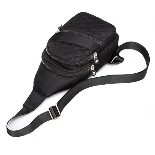 Xsecnua Crossbody Sling Bag Small Sling Backpack, Cross Body Bag Chest Bag for Women Men Travel Hiking Daypack - color: A-black
