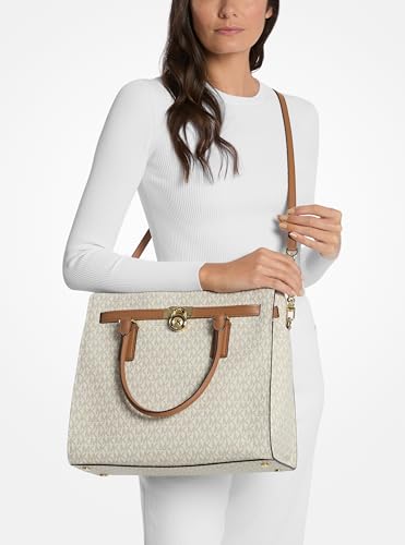 Michael Kors Women's Hamilton Satchel - color: Gold-tone Hardware/Mk Signature Coated Twill/Vanilla/Acorn