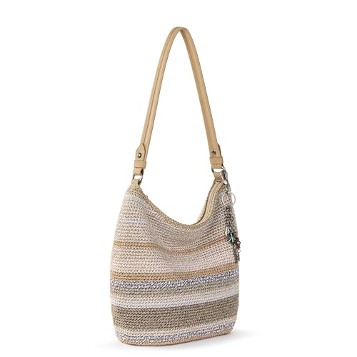 The Sak Sequoia Hobo Bag - Hand Crochet Large Women's Purse for Everyday & Travel - Durable Handbag & Tote With Zipper Pocket - color: Sand Stripe