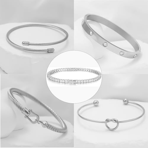 18 K Gold Plated Love Bangle Bracelet Stack Cuff Jewelry for Women Jewelry Set for Women Gift with Box - style: style18