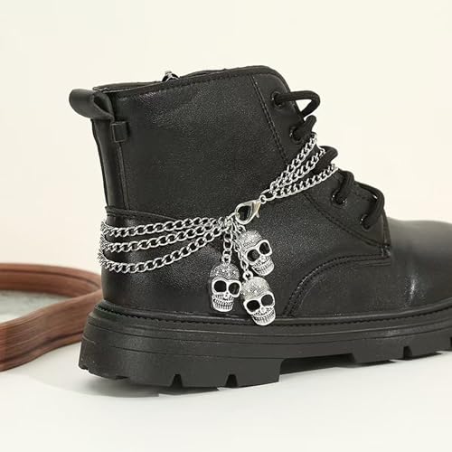 Nojess 2Pcs Punk Goth Shoe Chains Skull Boot chains Skeleton Hand Shoe Charms Shoes Sneakers Martin Boots Accessories Stuff - style: Skull Chain