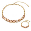 Fashionable Chunky Plated Tennis Rhinestone Statement Necklace Jewelry Set for Women Multicolor gem necklace with Great Sparkle and Shine Design for Women to Easy Match - color: LIGHT RED rhinestone necklace