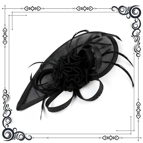 dressfan Fascinator Hat Headpiece Womens Vintage 20s 50s Headband for Derby/Wedding/Cocktail/Wedding/Tea Party - color: Black
