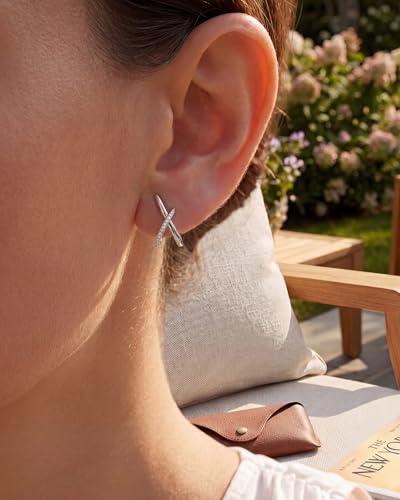 Gold Earrings for Women Trendy,14K Gold Stud Earrings Dainty Earrings Simple Minimalist Cubic Zirconia Diamond Gold Earrings Hypoallergenic Earring for Women Gifts - color: Sloane Pave & Silver