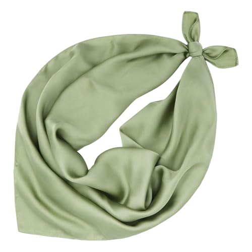 vimate Head Scarf for Women Hair 27'' Square Satin Silk Feeling Bnadana Neck Scarf Handbag Accessories Etc - color: C71#. Light Green